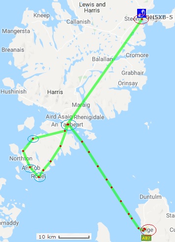 Kartta ajetuista reiteist&auml; U-H-L
